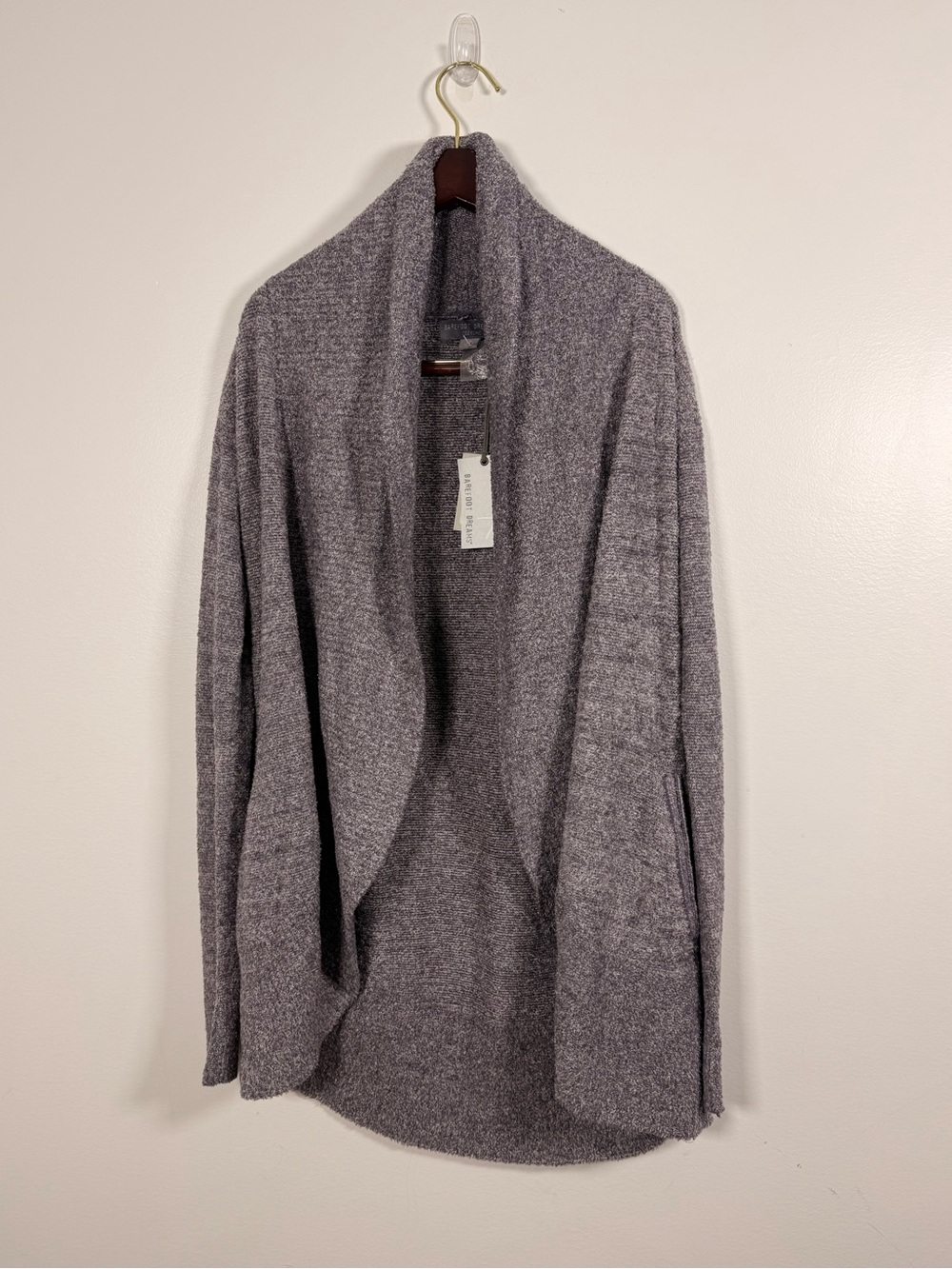 Barefoot Dreams CozyChic Lite Circle Cardi Cardigan Heather Deep Violet XS New
